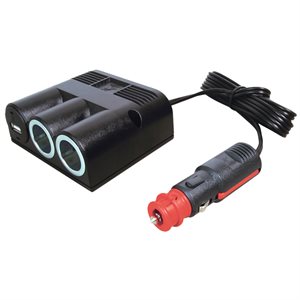 Strømudtag 1->2 + USB-A med ledning