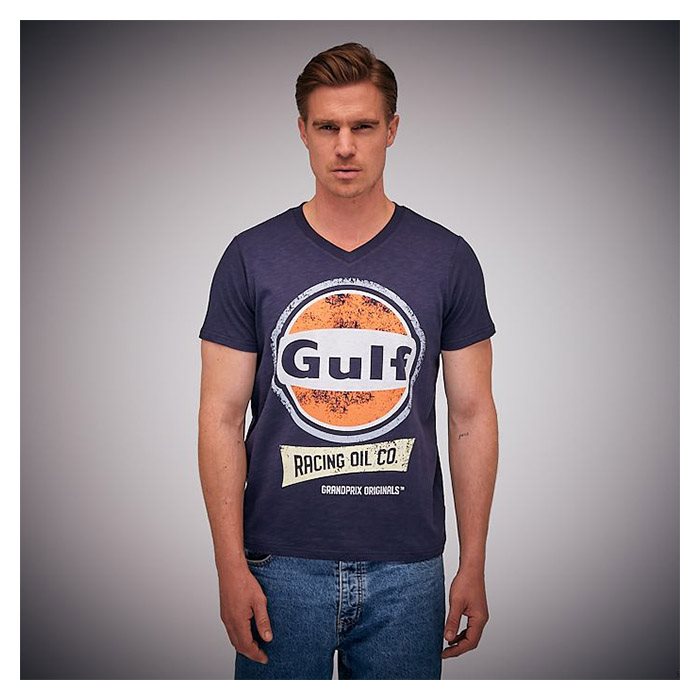 Gulf Oil Racing t-shirt V-neck Navy XL