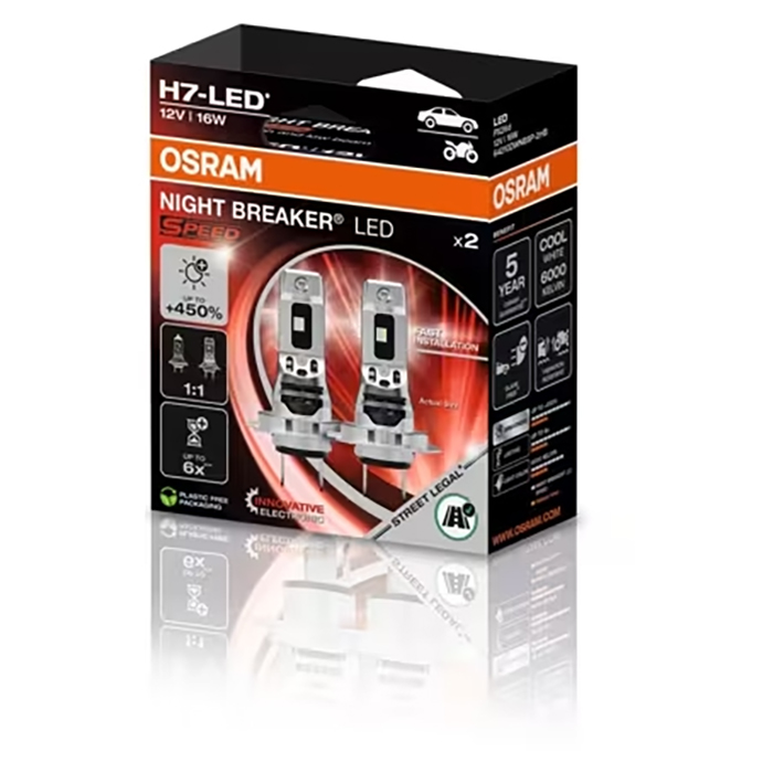 Osram Night Breaker LED Speed H7 +450% - Sæt.