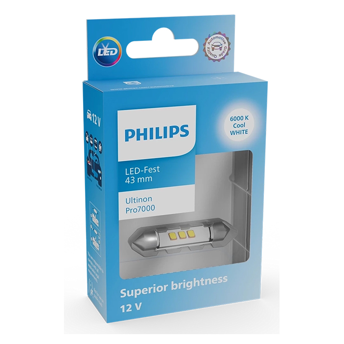 Philips Ultinon Pro7000 Pære 43mm 6000K - 1 stk.