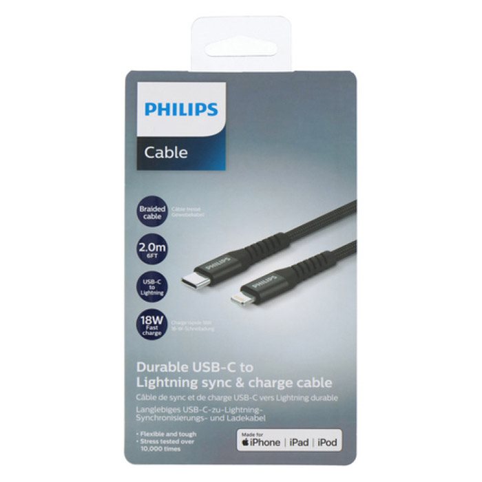 Philips USB kabel til Apple 2m USB-C til Lightning