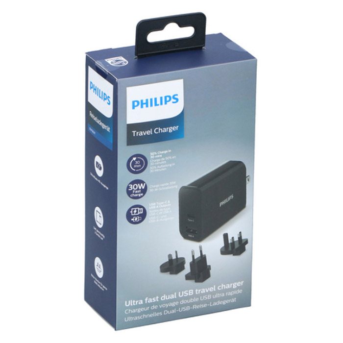 Philips USB-rejselader fast-charge 30W USB-A+C