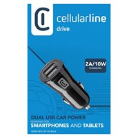 Cellularline 12-24V adapter med 2 USB-udgange, 2.1A, fa