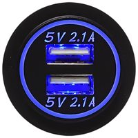 USB ladeadapter 12/24v m/blåt lys