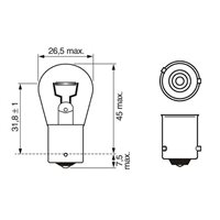 Pære Bosch Pure Light,PY 21W,2 stk.,12v,BAU15s