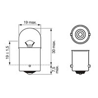 Pære Bosch Pure Light,R10W,2 stk.,12v,10W,BA15s