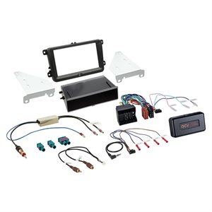 Komplet 2-DIN Kit m. rum Skoda/VW sort 40Pin i-dapter