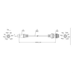 20 m. Kabel-6 pin vådt miljø