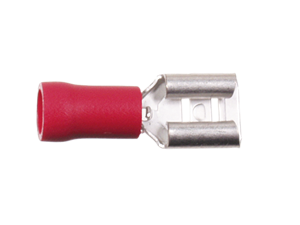 Kabelsko rød 6,3mm / 100 stk (flad hun )
