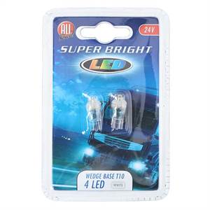 Lastbil pærer, Allride, 24v, wedge base t10, hvid, 4 le