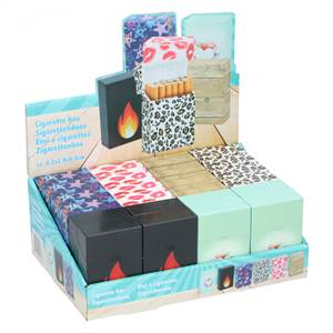 Cigaret etui 6 ass. designs display m. 24 stk.