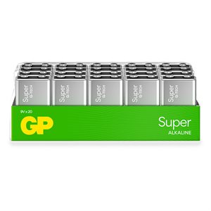 GP Super Alkaline 9V batteri, 1604A/6LF22, 20-pak