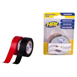 HPX isolationstape sort + rød 19mm x 10m