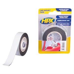 HPX dobbeltklæbende tape sort 19mm x 2m